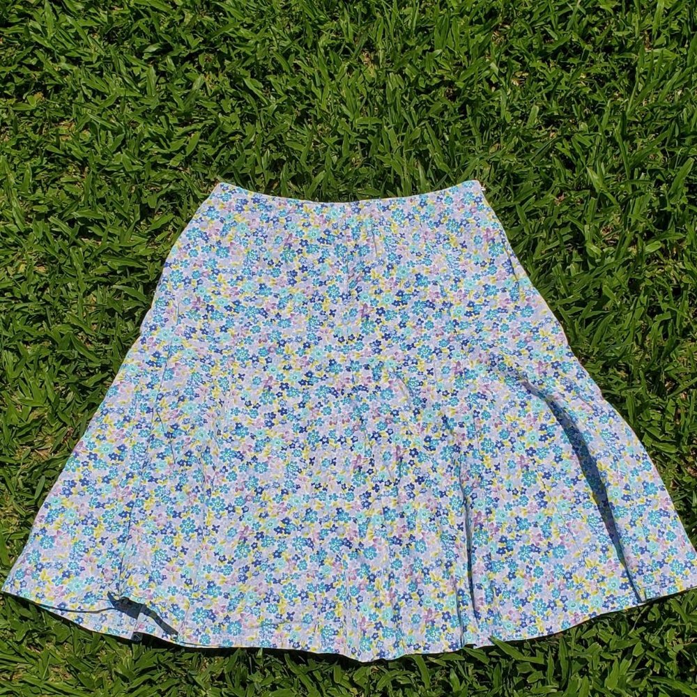 Blue Floral Midi Skirt - Chadwick's
